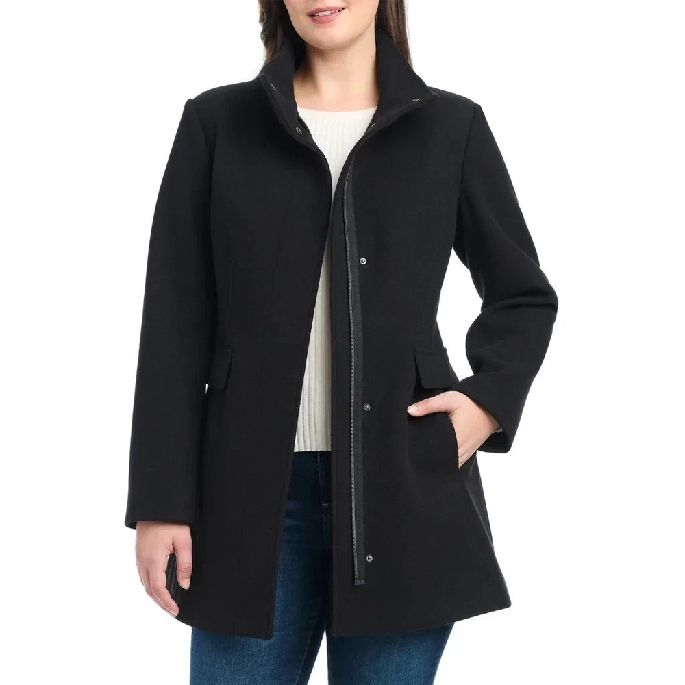 Vince Camuto Womens Full Zip Funnel Neck Jacket Black Size Medium NWOT